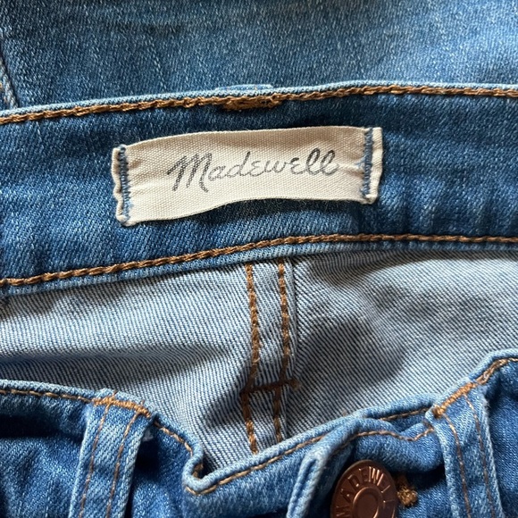 Madewell Cali Demi Boot Blue Denim Distressed Stretch Button Fly Jeans Size 23 - Picture 6 of 9